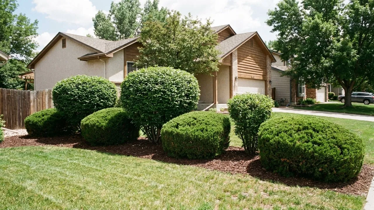 Shrubs trimmed and shaped